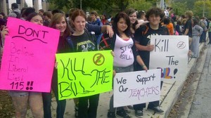 Students supporting teachers, demonstrating against Bill 115 (photo from cbc.ca)