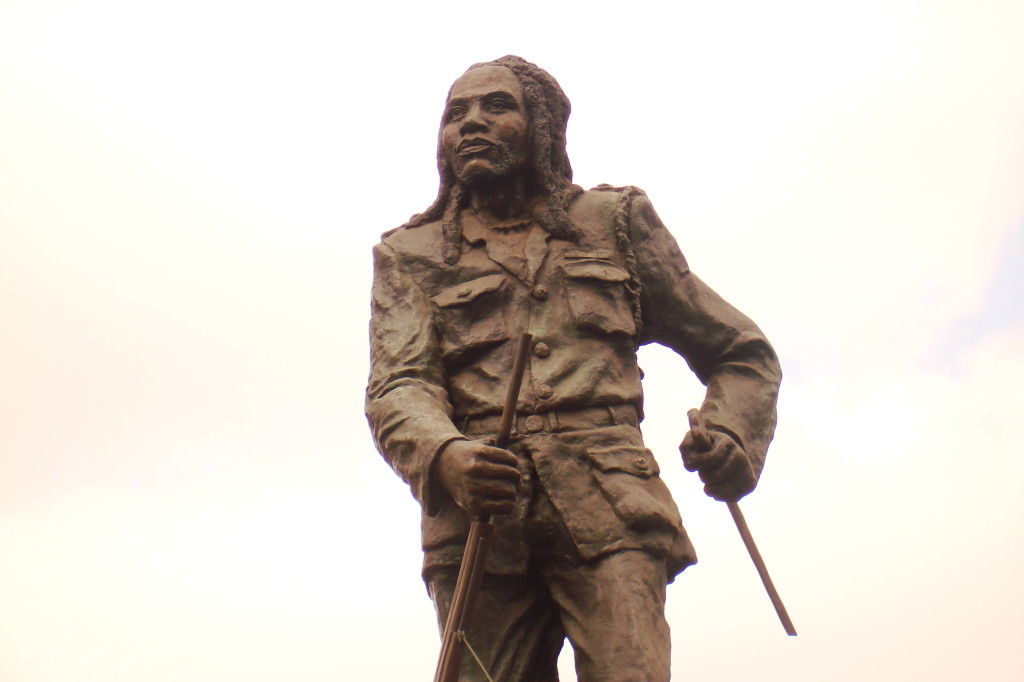 Statue of freedom fighter Dedan Kimathi, field marshal of the Kenya Land & Freedom Army, outside the Hilton Hotel in Nairobi.