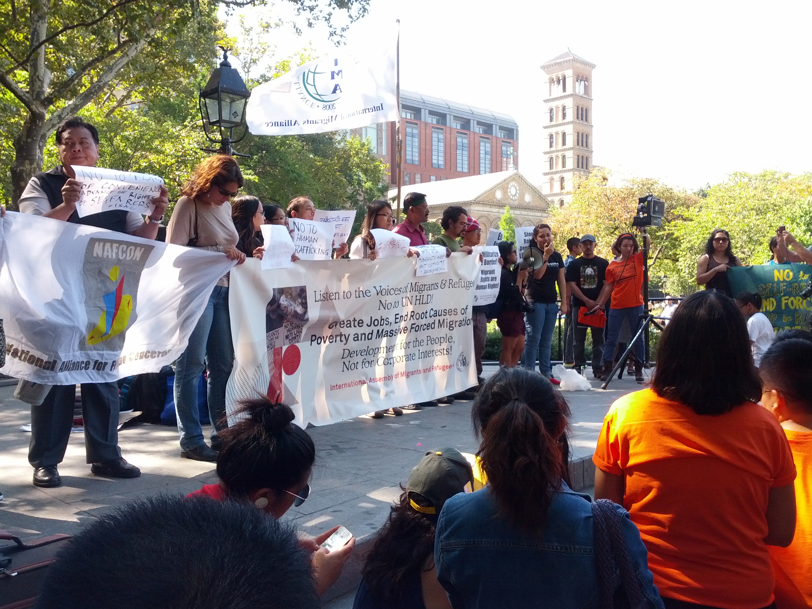 Flash mob action in Washington Square Park at the opening of IAMR4.