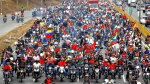 "Peace Rally" by motorcyclists opposed to the opposition led violence (Reuters).