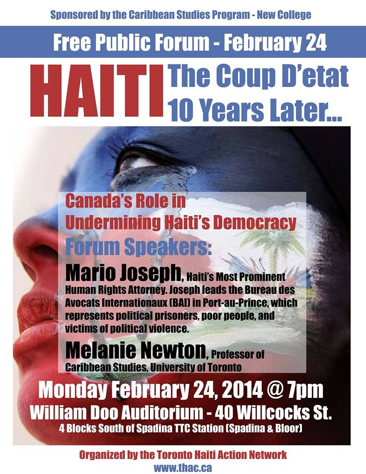 Click the image for information on the Toronto event marking the ten year anniversary of the 2004 coup.