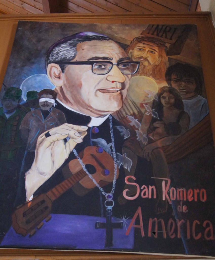 A mural of Oscar Romero in San Lorenzo.