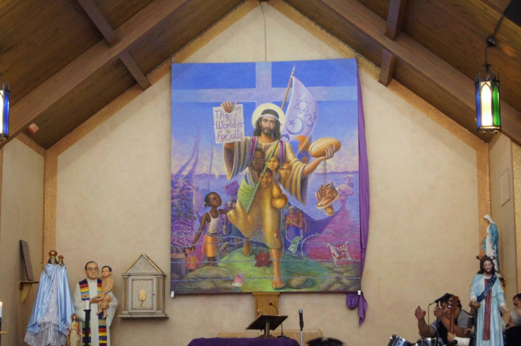 The Jesus represented here is seen by liberation theology as reflecting the historical Jesus of Nazareth more closely than "the conquerors" Jesus.